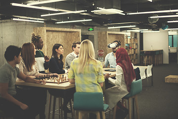 Image showing Young Multiethnic Business team using virtual reality headset