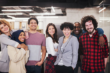 Image showing portrait of young excited multiethnics business team