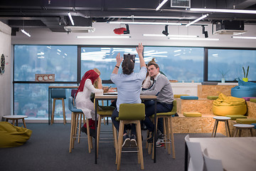 Image showing Young Multiethnic Business team using virtual reality headset