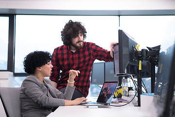 Image showing software developers couple writing programming code