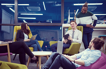 Image showing Multiethnic startup business team having meeting