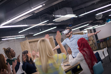 Image showing Young Multiethnic Business team using virtual reality headset