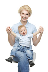 Image showing Beautiful young woman with toddler