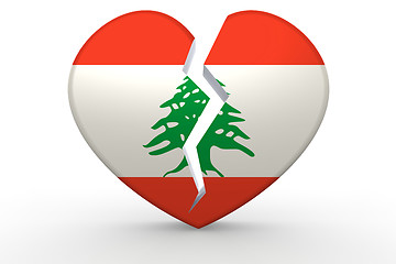 Image showing Broken white heart shape with Lebanon flag