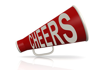 Image showing Red megaphone with cheer word