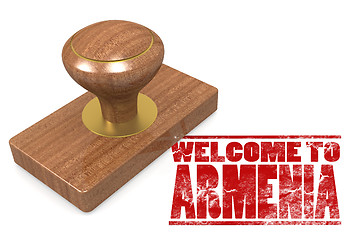 Image showing Red rubber stamp with welcome to Armenia