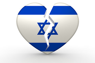 Image showing Broken white heart shape with Israel flag