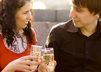 Image showing happy couple with champagne