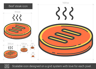 Image showing Beef steak line icon.