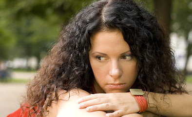 Image showing  unhappy pretty woman