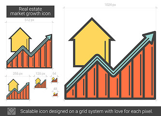 Image showing Real estate market growth line icon.