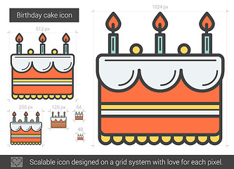 Image showing Birthday cake line icon.