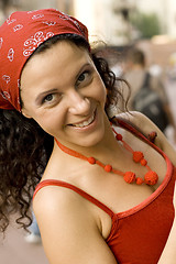 Image showing happy woman in red