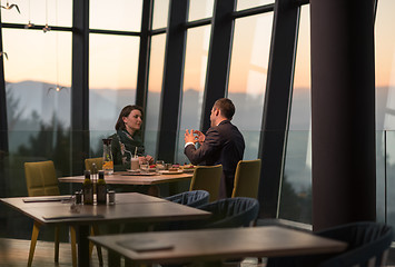 Image showing Couple on a romantic dinner at the restaurant