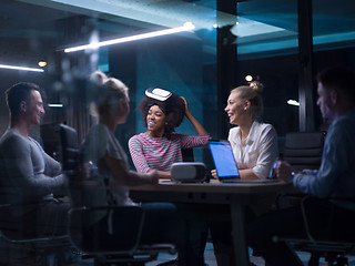 Image showing Multiethnic Business team using virtual reality headset