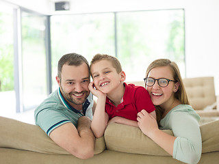 Image showing family with little boy enjoys in the modern living room