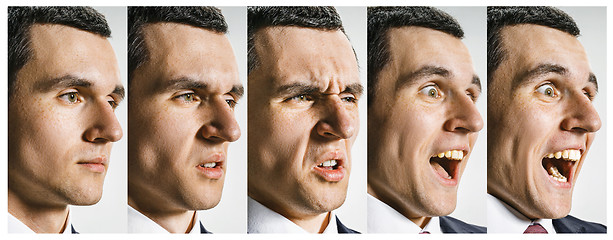 Image showing The collage of different human facial expressions, emotions and feelings.