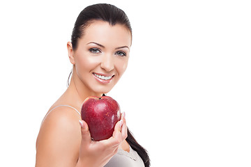 Image showing Beautiful girl with red apple
