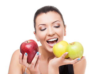 Image showing Beautiful girl with apples