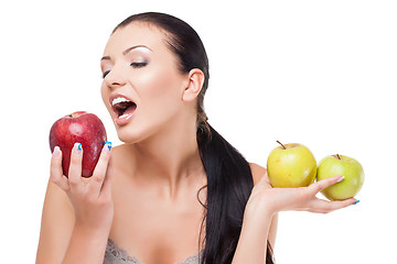 Image showing Beautiful girl with apples