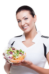 Image showing Beautiful girl with salad