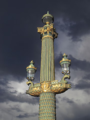 Image showing Paris - outdoor golden post lamp