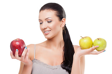 Image showing Beautiful girl with apples