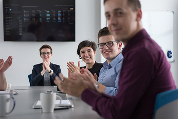 Image showing Group of young people meeting in startup office