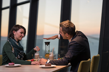 Image showing Couple on a romantic dinner at the restaurant