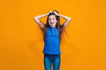 Image showing The squint eyed teen girl with weird expression