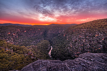 Image showing Sunset over Wollemi Natinal Park Wilderness