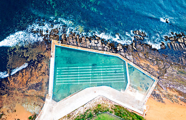 Image showing Collaroy Rock Pool and ocean views from above