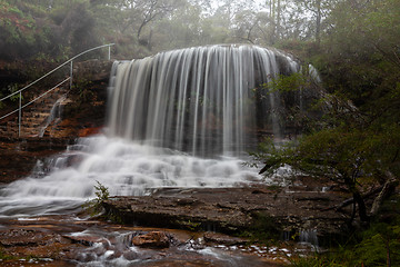 Image showing Scenic views of the Misty Weeping Rock at Wentworth Falls 