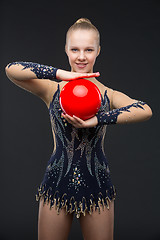 Image showing Gymnastist girl with red ball