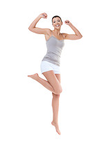 Image showing Beautiful girl jumping 