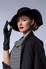 Image showing Beautiful woman in retro dress