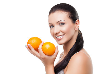 Image showing Beautiful girl with oranges