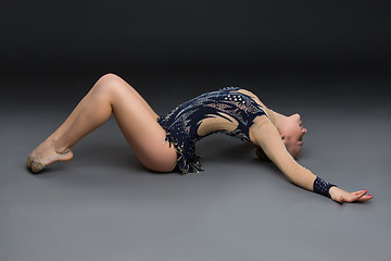 Image showing Gymnastist girl in black costume