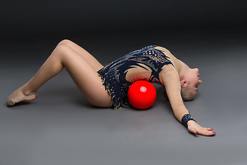 Image showing Gymnastist girl with red ball