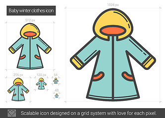 Image showing Baby winter clothes line icon.