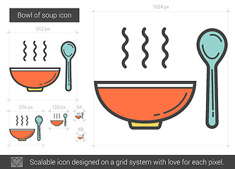 Image showing Bowl of soup line icon.