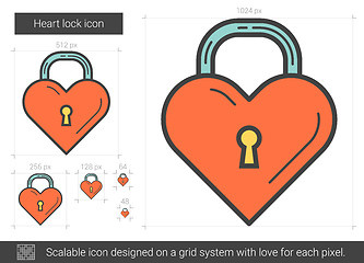 Image showing Heart lock line icon.