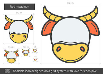 Image showing Red meat line icon.