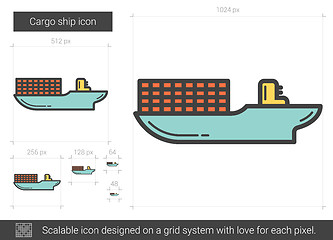 Image showing Cargo ship line icon.