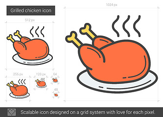 Image showing Grilled chicken line icon.