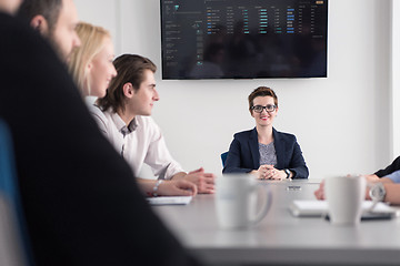 Image showing Group of young people meeting in startup office