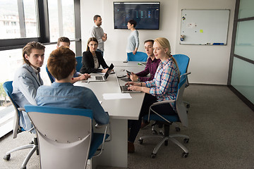 Image showing Business Team At A Meeting at modern office building