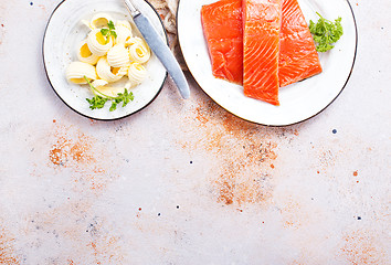 Image showing salmon fish and butter 