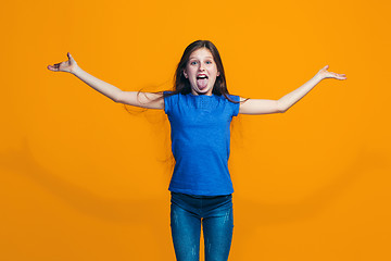 Image showing The squint eyed teen girl with weird expression