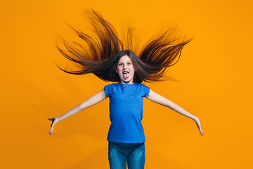 Image showing The squint eyed teen girl with weird expression